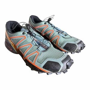 Salomon Men's Speed Cross 4 Trail Running Shoes - Green and Orange 9.5